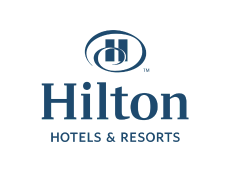 Logo de Hilton Hotels & Resorts, cliente de ICA-Grupo en el sector hotelero.