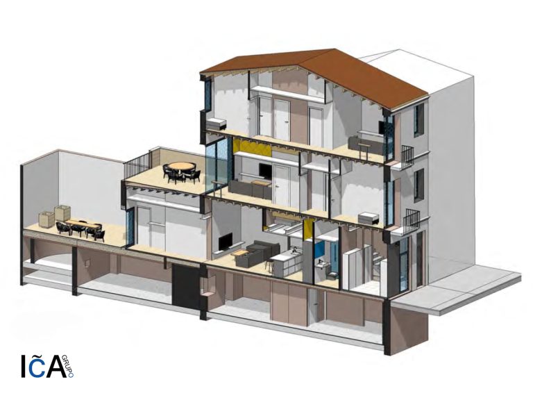 Detalle de la sección 2 en BIM para la reforma integral de Badalona, ejecutada por ICA-Grupo.