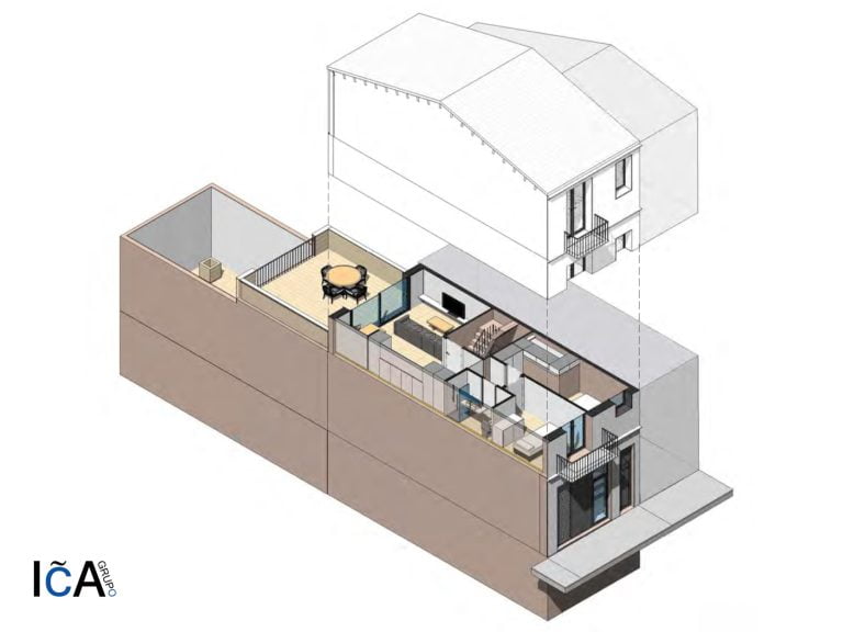 Modelo BIM de la segunda planta para la reforma integral en Badalona por ICA-Grupo.