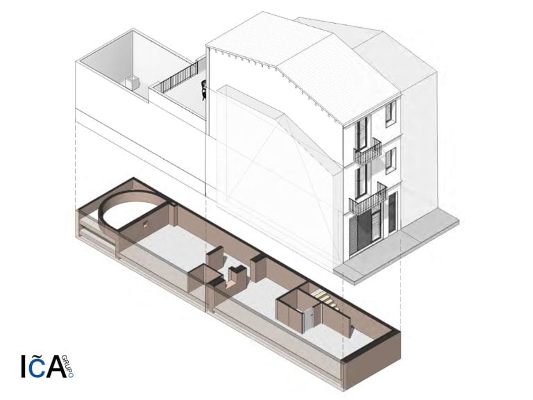 Modelo BIM de la planta baja para la reforma integral en Badalona por ICA-Grupo.