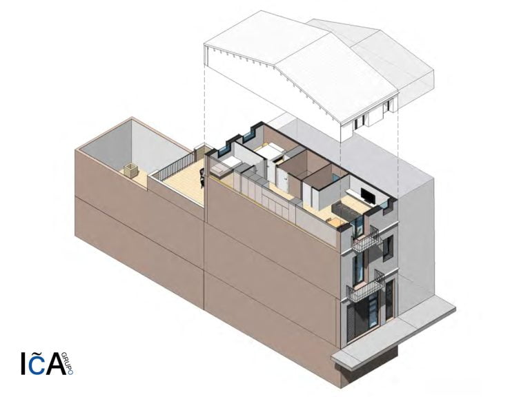Diseño BIM de la tercera planta para la reforma integral en Badalona ejecutada por ICA-Grupo.